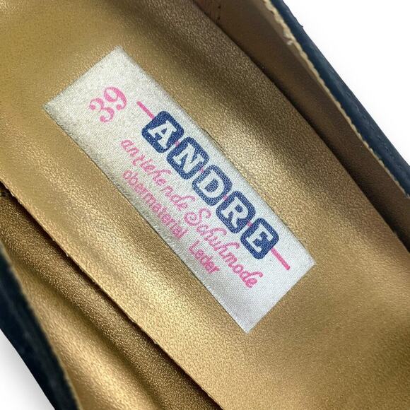 1960's German designer ANDRE black nubuck suede stiletto pumps large lace bow - Picture 7 of 16